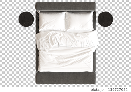 double bed isolated on a transparent background, furniture for the bedroom interior, 3D illustration, cg render double bed isolated on a transparent background, furniture for the bedroom interior, 3D illustration, cg render 139727032