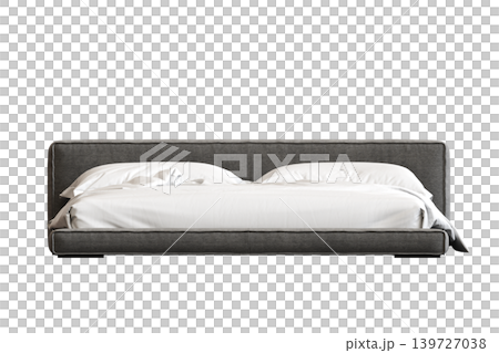 double bed isolated on a transparent background, furniture for the bedroom interior, 3D illustration, cg render double bed isolated on a transparent background, furniture for the bedroom interior, 3D illustration, cg render 139727038