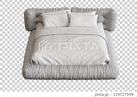 double bed isolated on a transparent background, furniture for the bedroom interior, 3D illustration, cg render double bed isolated on a transparent background, furniture for the bedroom interior, 3D illustration, cg render 139727049