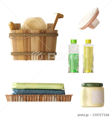 Bathroom accessories isolated on transparent background, bidet, 3D illustration, cg render Bathroom accessories isolated on transparent background, bidet, 3D illustration, cg render 139727188