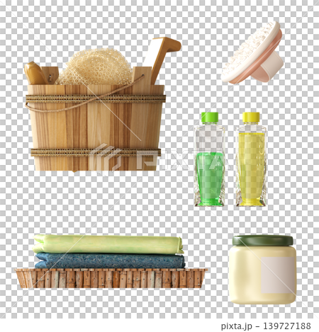 Bathroom accessories isolated on transparent background, bidet, 3D illustration, cg render 139727188