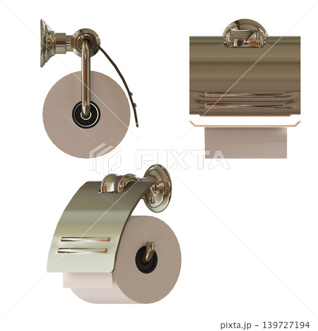 Bathroom accessories isolated on transparent background, bidet, 3D illustration, cg render 139727194