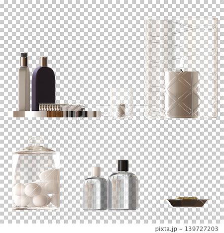 Bathroom accessories isolated on transparent background, bidet, 3D illustration, cg render Bathroom accessories isolated on transparent background, bidet, 3D illustration, cg render 139727203