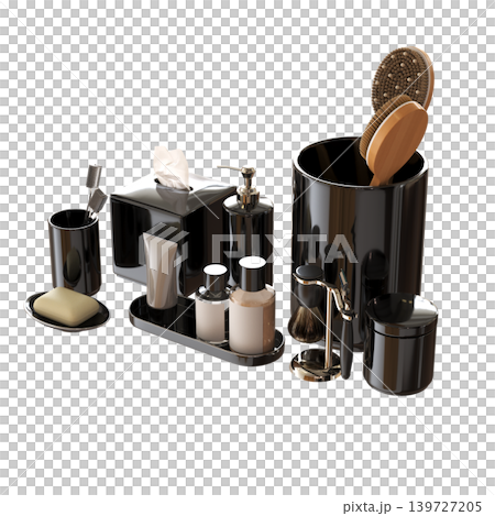 Bathroom accessories isolated on transparent background, bidet, 3D illustration, cg render Bathroom accessories isolated on transparent background, bidet, 3D illustration, cg render 139727205