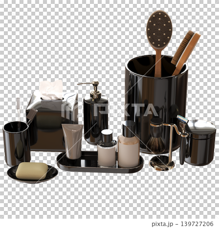 Bathroom accessories isolated on transparent background, bidet, 3D illustration, cg render 139727206