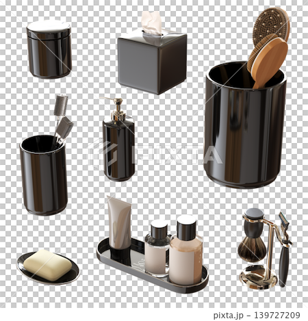 Bathroom accessories isolated on transparent background, bidet, 3D illustration, cg render Bathroom accessories isolated on transparent background, bidet, 3D illustration, cg render 139727209
