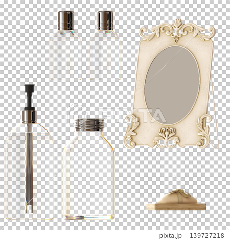 Bathroom accessories isolated on transparent background, bidet, 3D illustration, cg render Bathroom accessories isolated on transparent background, bidet, 3D illustration, cg render 139727218