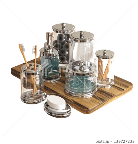 Bathroom accessories isolated on transparent background, bidet, 3D illustration, cg render 139727238