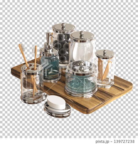 Bathroom accessories isolated on transparent background, bidet, 3D illustration, cg render 139727238