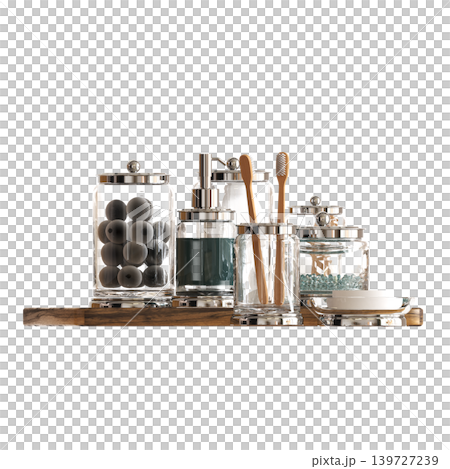 Bathroom accessories isolated on transparent background, bidet, 3D illustration, cg render 139727239