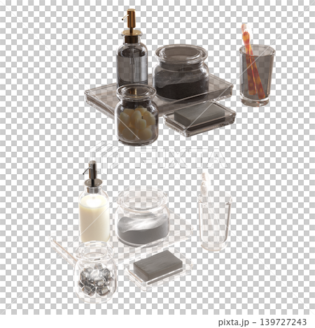 Bathroom accessories isolated on transparent background, bidet, 3D illustration, cg render Bathroom accessories isolated on transparent background, bidet, 3D illustration, cg render 139727243
