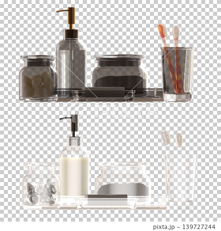 Bathroom accessories isolated on transparent background, bidet, 3D illustration, cg render Bathroom accessories isolated on transparent background, bidet, 3D illustration, cg render 139727244