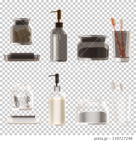 Bathroom accessories isolated on transparent background, bidet, 3D illustration, cg render Bathroom accessories isolated on transparent background, bidet, 3D illustration, cg render 139727246