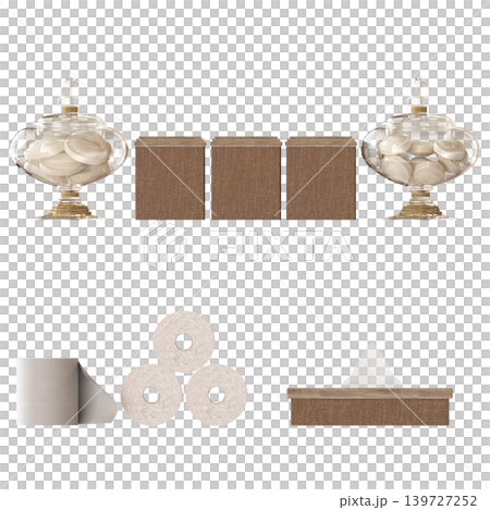 Bathroom accessories isolated on transparent background, bidet, 3D illustration, cg render Bathroom accessories isolated on transparent background, bidet, 3D illustration, cg render 139727252