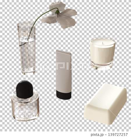 Bathroom accessories isolated on transparent background, bidet, 3D illustration, cg render 139727257