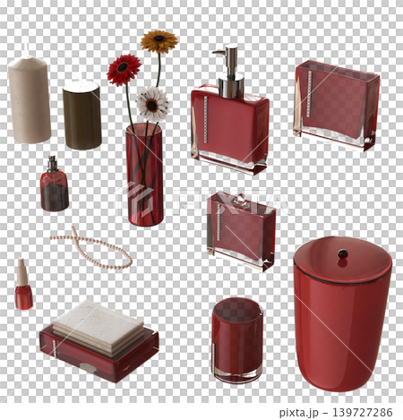 Bathroom accessories isolated on transparent background, bidet, 3D illustration, cg render Bathroom accessories isolated on transparent background, bidet, 3D illustration, cg render 139727286