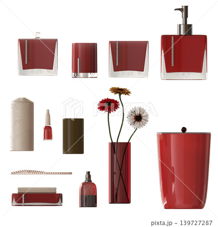 Bathroom accessories isolated on transparent background, bidet, 3D illustration, cg render 139727287