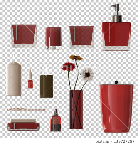 Bathroom accessories isolated on transparent background, bidet, 3D illustration, cg render Bathroom accessories isolated on transparent background, bidet, 3D illustration, cg render 139727287