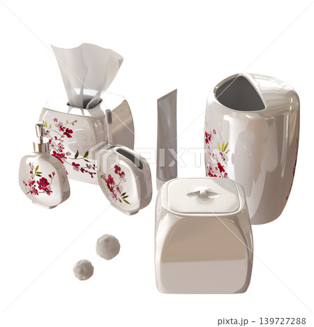 Bathroom accessories isolated on transparent background, bidet, 3D illustration, cg render Bathroom accessories isolated on transparent background, bidet, 3D illustration, cg render 139727288