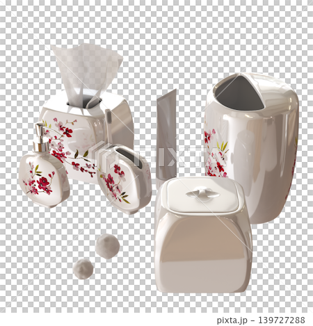 Bathroom accessories isolated on transparent background, bidet, 3D illustration, cg render Bathroom accessories isolated on transparent background, bidet, 3D illustration, cg render 139727288