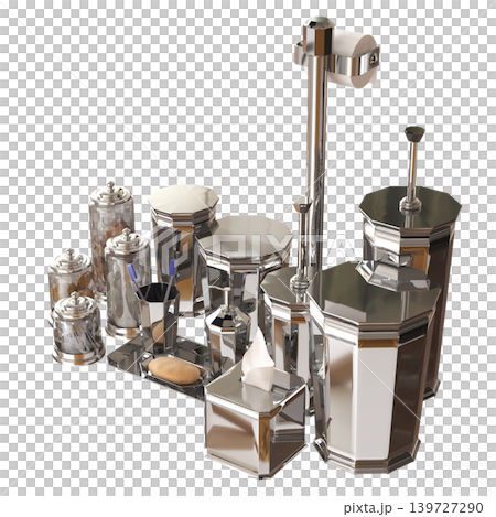 Bathroom accessories isolated on transparent background, bidet, 3D illustration, cg render 139727290