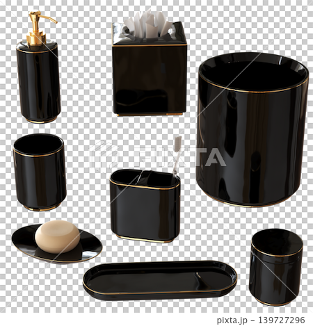 Bathroom accessories isolated on transparent background, bidet, 3D illustration, cg render Bathroom accessories isolated on transparent background, bidet, 3D illustration, cg render 139727296