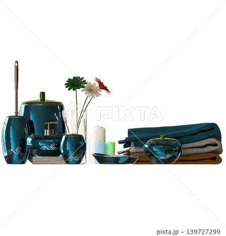Bathroom accessories isolated on transparent background, bidet, 3D illustration, cg render Bathroom accessories isolated on transparent background, bidet, 3D illustration, cg render 139727299