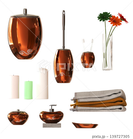 Bathroom accessories isolated on transparent background, bidet, 3D illustration, cg render Bathroom accessories isolated on transparent background, bidet, 3D illustration, cg render 139727305