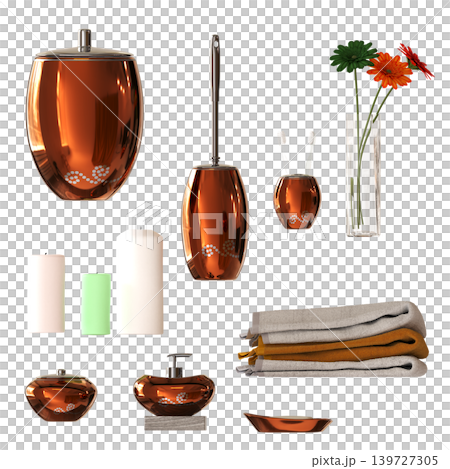 Bathroom accessories isolated on transparent background, bidet, 3D illustration, cg render Bathroom accessories isolated on transparent background, bidet, 3D illustration, cg render 139727305