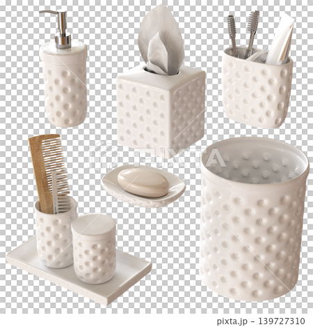 Bathroom accessories isolated on transparent background, bidet, 3D illustration, cg render Bathroom accessories isolated on transparent background, bidet, 3D illustration, cg render 139727310