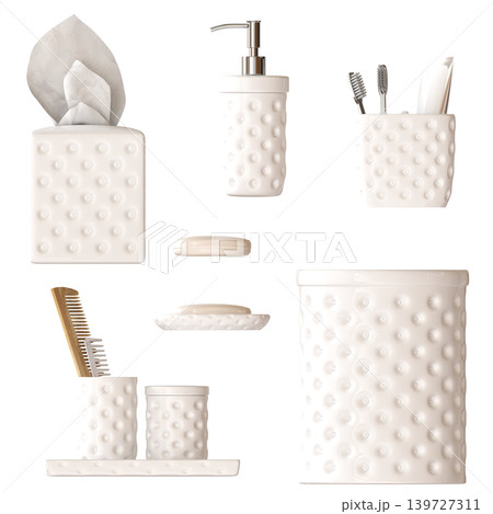 Bathroom accessories isolated on transparent background, bidet, 3D illustration, cg render Bathroom accessories isolated on transparent background, bidet, 3D illustration, cg render 139727311