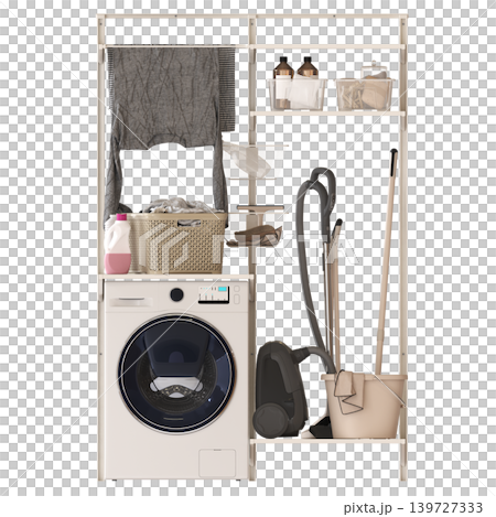 Bathroom accessories isolated on transparent background, bidet, 3D illustration, cg render 139727333