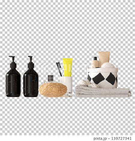 Bathroom accessories isolated on transparent background, bidet, 3D illustration, cg render 139727341