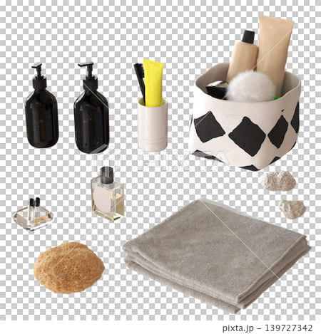 Bathroom accessories isolated on transparent background, bidet, 3D illustration, cg render Bathroom accessories isolated on transparent background, bidet, 3D illustration, cg render 139727342
