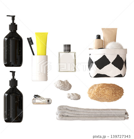 Bathroom accessories isolated on transparent background, bidet, 3D illustration, cg render Bathroom accessories isolated on transparent background, bidet, 3D illustration, cg render 139727343