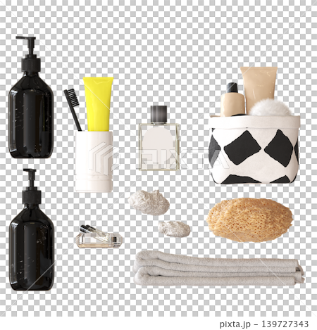 Bathroom accessories isolated on transparent background, bidet, 3D illustration, cg render Bathroom accessories isolated on transparent background, bidet, 3D illustration, cg render 139727343