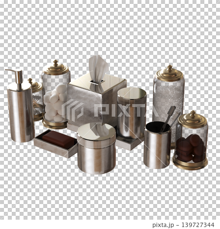 Bathroom accessories isolated on transparent background, bidet, 3D illustration, cg render Bathroom accessories isolated on transparent background, bidet, 3D illustration, cg render 139727344