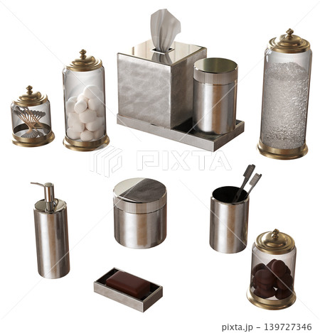 Bathroom accessories isolated on transparent background, bidet, 3D illustration, cg render Bathroom accessories isolated on transparent background, bidet, 3D illustration, cg render 139727346