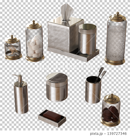 Bathroom accessories isolated on transparent background, bidet, 3D illustration, cg render Bathroom accessories isolated on transparent background, bidet, 3D illustration, cg render 139727346