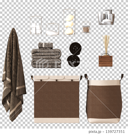 Bathroom accessories isolated on transparent background, bidet, 3D illustration, cg render Bathroom accessories isolated on transparent background, bidet, 3D illustration, cg render 139727351