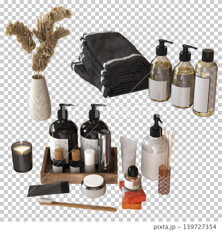 Bathroom accessories isolated on transparent background, bidet, 3D illustration, cg render Bathroom accessories isolated on transparent background, bidet, 3D illustration, cg render 139727354