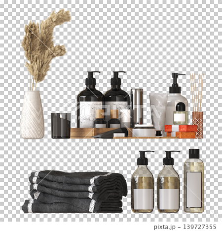Bathroom accessories isolated on transparent background, bidet, 3D illustration, cg render Bathroom accessories isolated on transparent background, bidet, 3D illustration, cg render 139727355