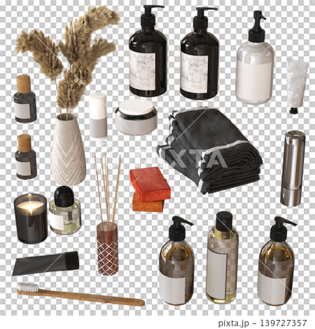 Bathroom accessories isolated on transparent background, bidet, 3D illustration, cg render Bathroom accessories isolated on transparent background, bidet, 3D illustration, cg render 139727357