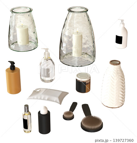 Bathroom accessories isolated on transparent background, bidet, 3D illustration, cg render 139727360