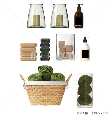 Bathroom accessories isolated on transparent background, bidet, 3D illustration, cg render 139727366