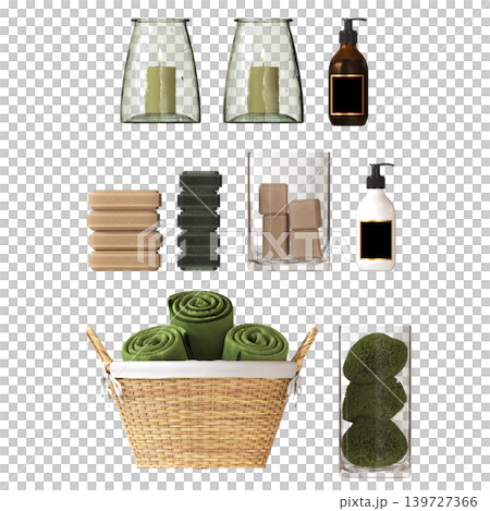 Bathroom accessories isolated on transparent background, bidet, 3D illustration, cg render 139727366