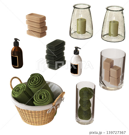 Bathroom accessories isolated on transparent background, bidet, 3D illustration, cg render Bathroom accessories isolated on transparent background, bidet, 3D illustration, cg render 139727367