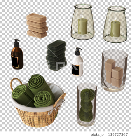 Bathroom accessories isolated on transparent background, bidet, 3D illustration, cg render 139727367