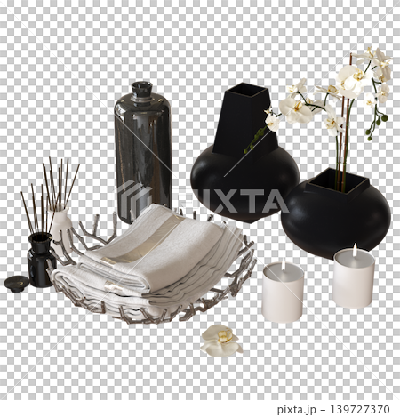 Bathroom accessories isolated on transparent background, bidet, 3D illustration, cg render Bathroom accessories isolated on transparent background, bidet, 3D illustration, cg render 139727370