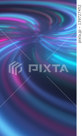 Abstract neon light trails in blue and magenta sweeping into a dark center, evoking speed, motion, and a futuristic tunnel effect Abstract neon light trails in blue and magenta sweeping into a dark center, evoking speed, motion, and a futuristic tunnel effect 139727452